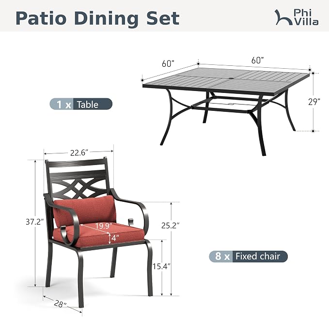 PHI VILLA 9 Pieces Outdoor Dining Set - Image 2