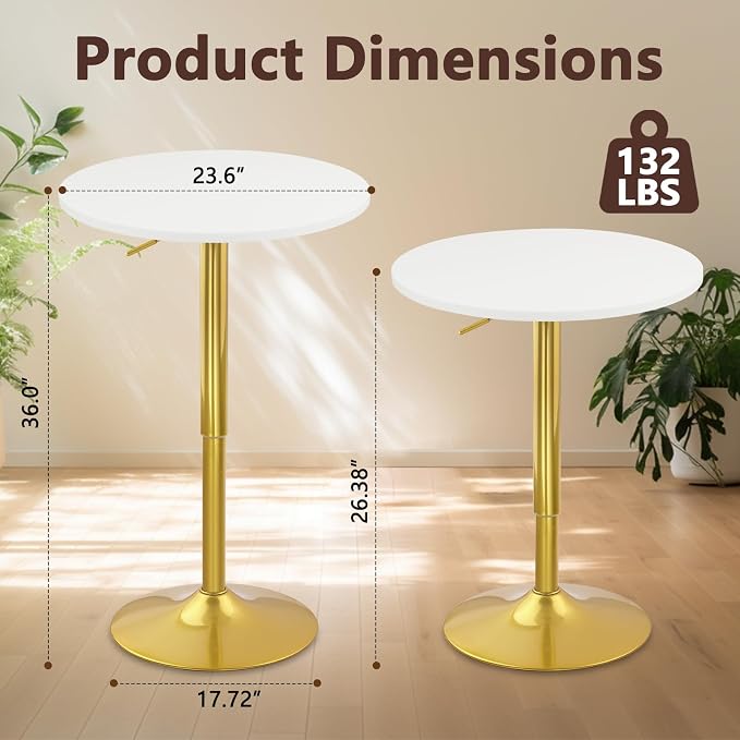 CLATINA Round Bar Pub Tables Set of 6, 360° Swivel High Top Cocktail Table - Image 3