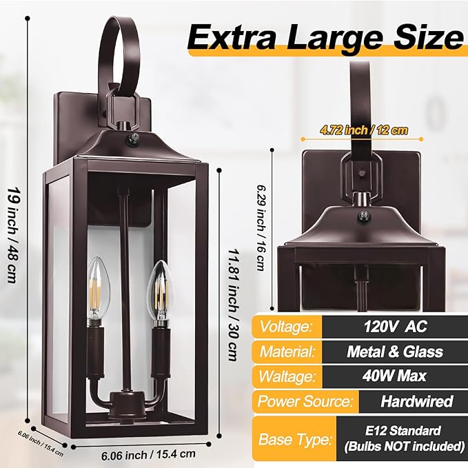 Oil Rubbed Bronze Dusk to Dawn Outdoor Wall Lighting, Industrial Porch Light - Image 5