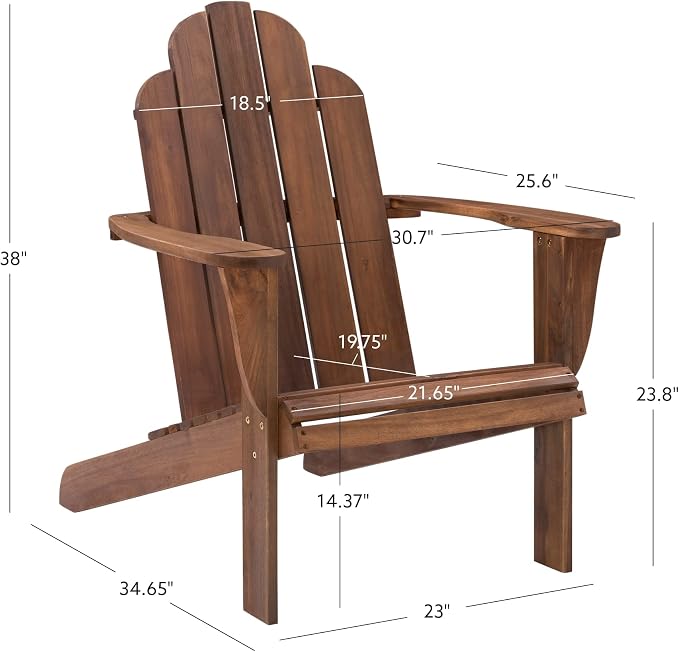 Linon Home Dcor Home Decor Teak Wood Stock Chair, 30.4" wx37.6 dx37.8 h - Image 3