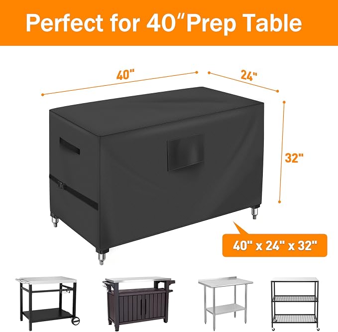 TOHONFOO Outdoor Prep Table Cover, 600D Waterproof Patio BBQ Table Cover - Image 2