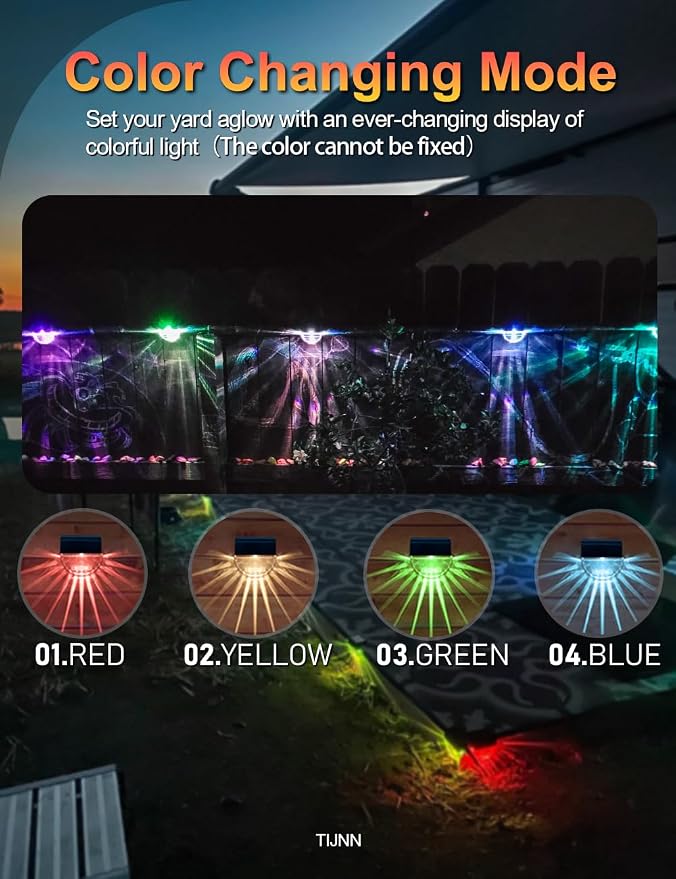 TIJNN Solar Deck Lights Outdoor, Solar Fence Lights Waterproof Led - Image 3