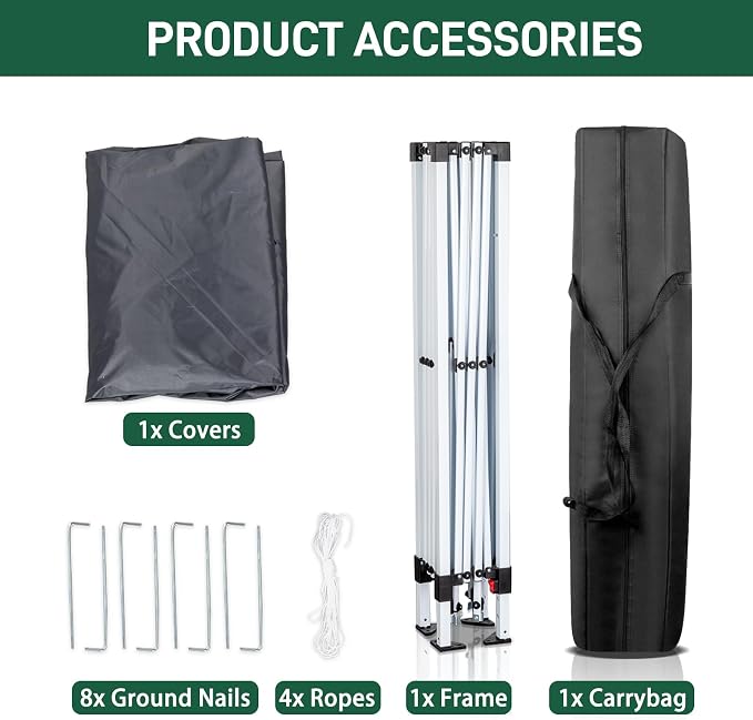 Outvita 10x10ft Ez Pop Up Outdoor Canopy Tent, Portable Commercial Instant Tent - Image 7
