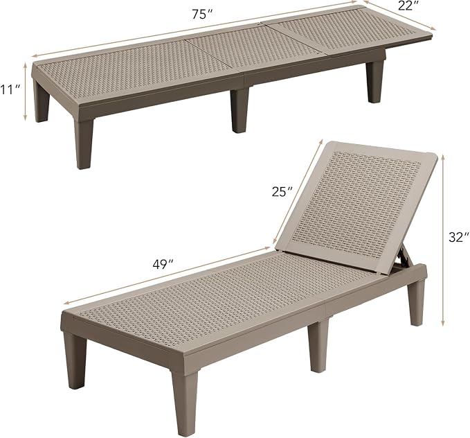 Devoko Outdoor Chaise Lounge Chair Set of 4 - Image 2