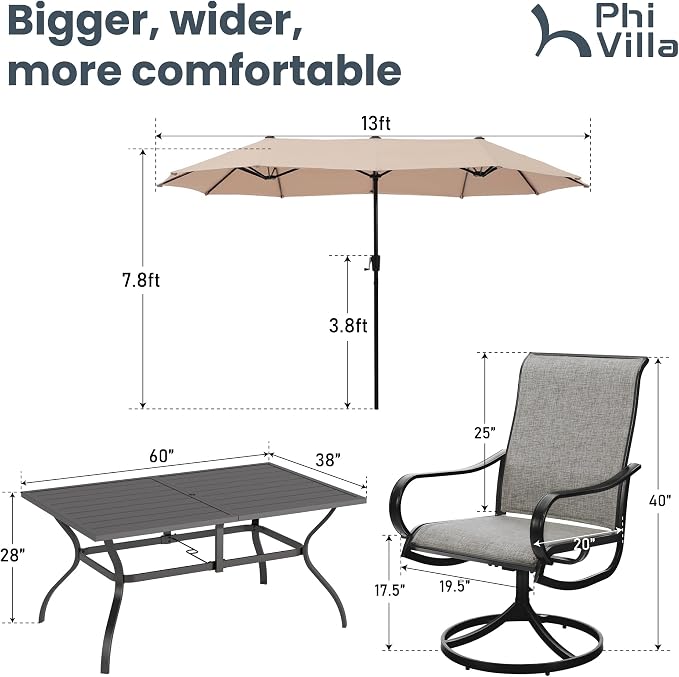 PHI VILLA 8 PCS Patio Dining Set - Image 7
