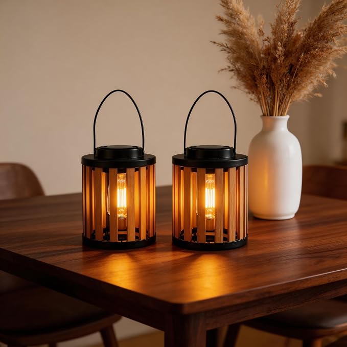 2 Pack Solar Lanterns Outdoor Waterproof Suitable by DJGIFI