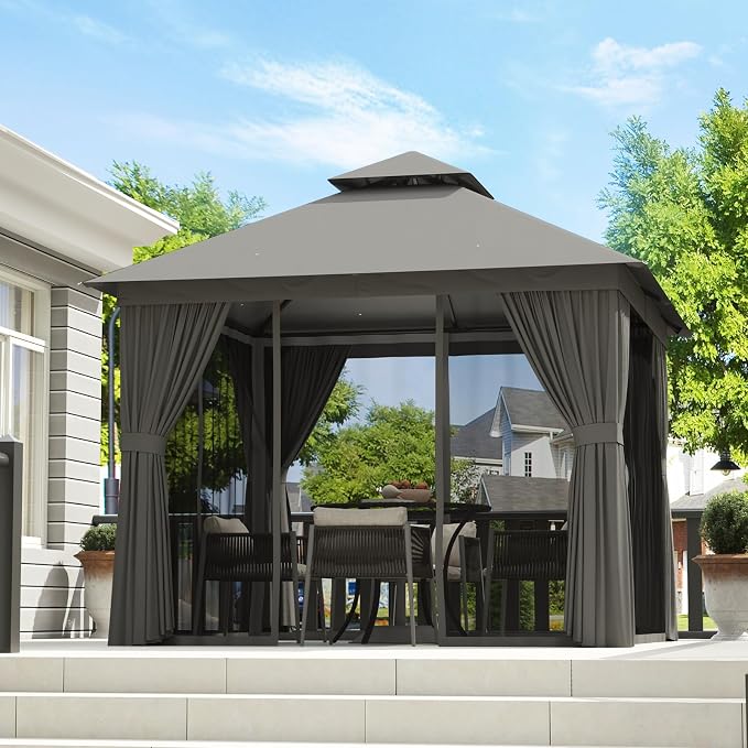 Aoxun Outdoor Gazebo for Patio 8x8, Metal Frame Canopy - Image 2