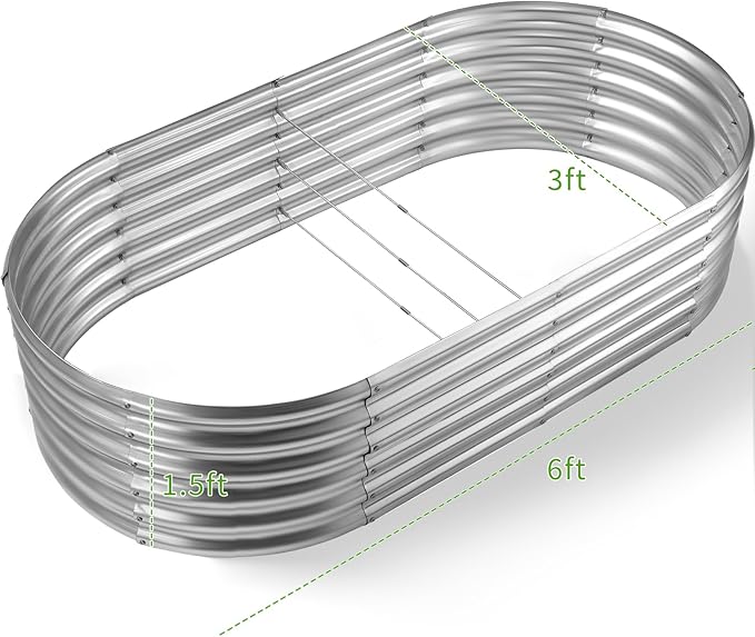 Land Guard 6x3x1.5ft Galvanized Raised Garden Bed Kit, Metal Planter Boxes - Image 2