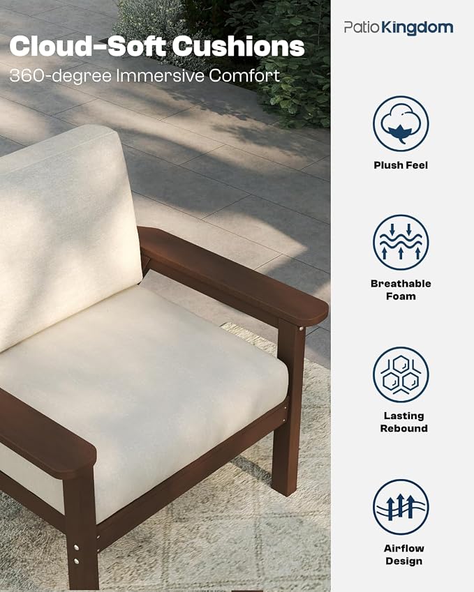 Patio Furniture Set 3 Seats, HDPE Outdoor Sectional - Image 2