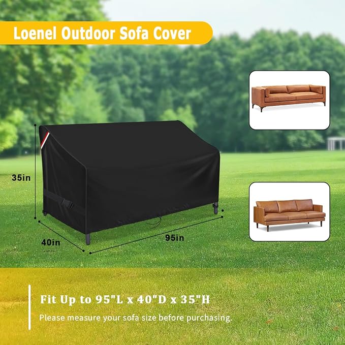 Outdoor Sofa Cover, 95 Inch Waterproof 3-Seater Bench Covers - Image 2