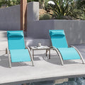 Domi Pool Lounge Chairs Set of 3, Adjustable Aluminum Outdoor Chaise Lounge by domioutdoorliving
