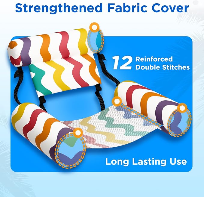Funscape Pool Floats Chairs Adult, 2 Packs Heavy Duty Inflatable Swimming Pool - Image 6