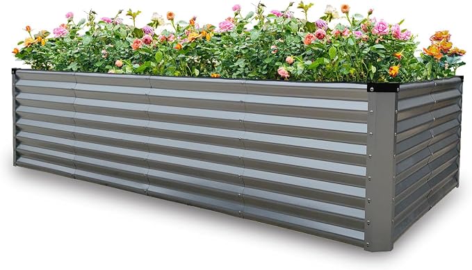 GARDMAX 8x4x2FT Galvanized Raised Garden Bed Kit, Metal Planter Boxes Outdoor by ChooseGardmaxforbetterlife