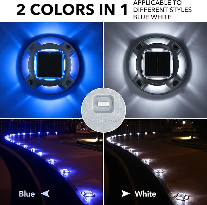 AGPTEK Solar Driveway Lights Outdoor 1 Pack, 2 Color Modes LED Deck Dock Marine - Image 2