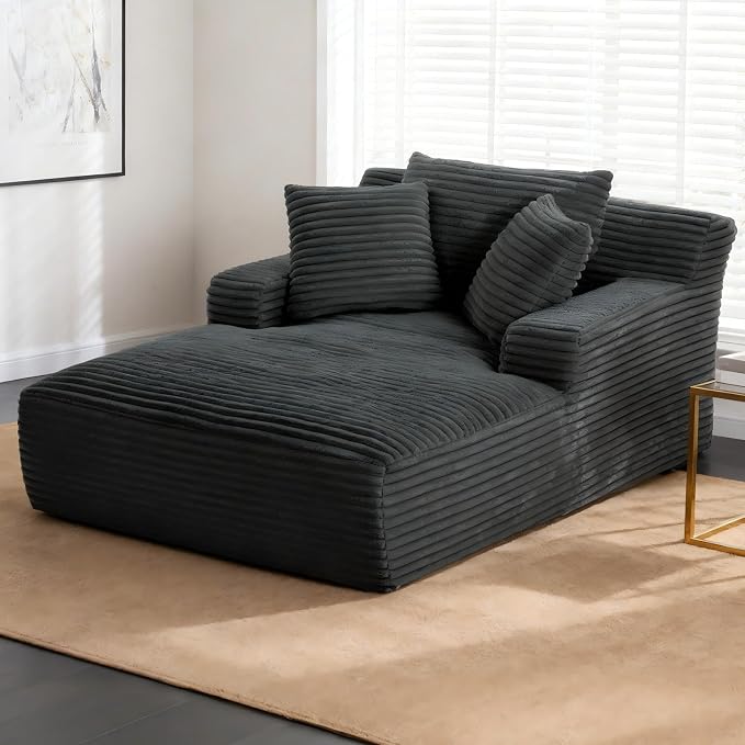 66" Chaise Lounge Chair Indoor, Oversized Boneless Couch Comfy Upholstered by VEPXXP