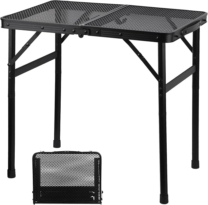 Camping Table with Mesh Desktop, Lightweight & Portable Small Folding Grill by Unknown
