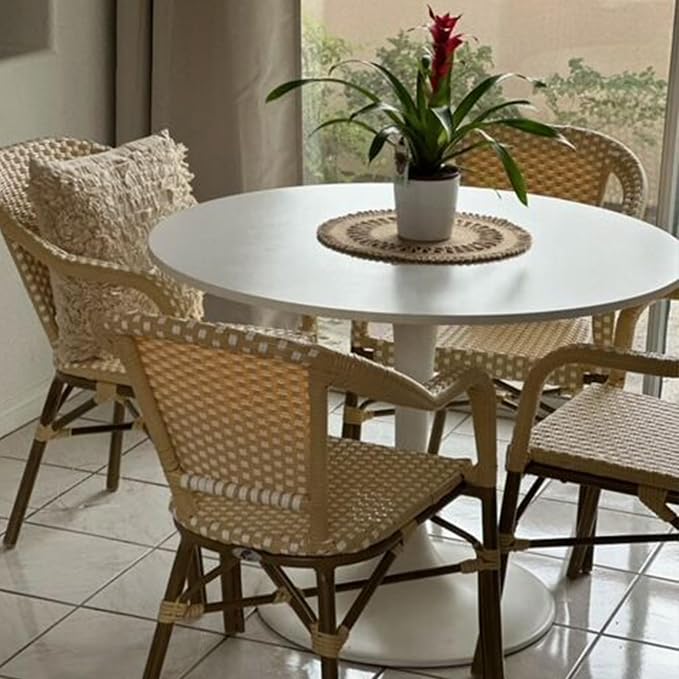 PURPLE LEAF Outdoor Dining Chair Set of 4 Aluminum Wicker Rattan Armchair - Image 7