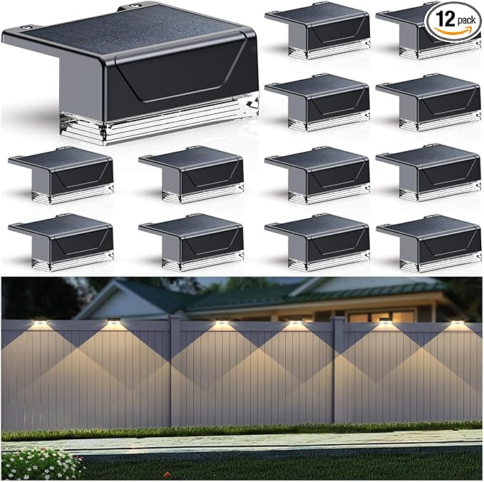 Solar Fence Lights Outdoor by LIANGLOME