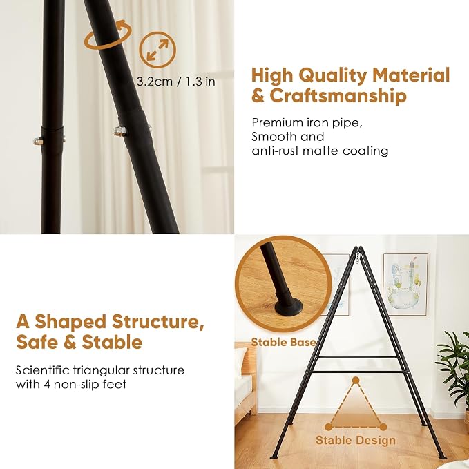 Hammock Chair Stand Only, Heavy Duty Foldable Hammock Stand, 300 lbs Capacity - Image 3