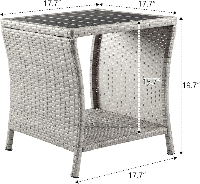 Outdoor Side Table for Patio Small Rattan Wicker Coffee Table Balcony Table - Image 2