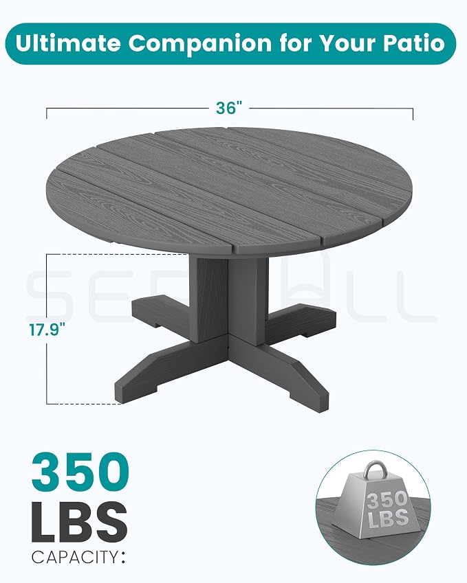 SERWALL 36'' Round Outdoor Coffee Table - Image 2