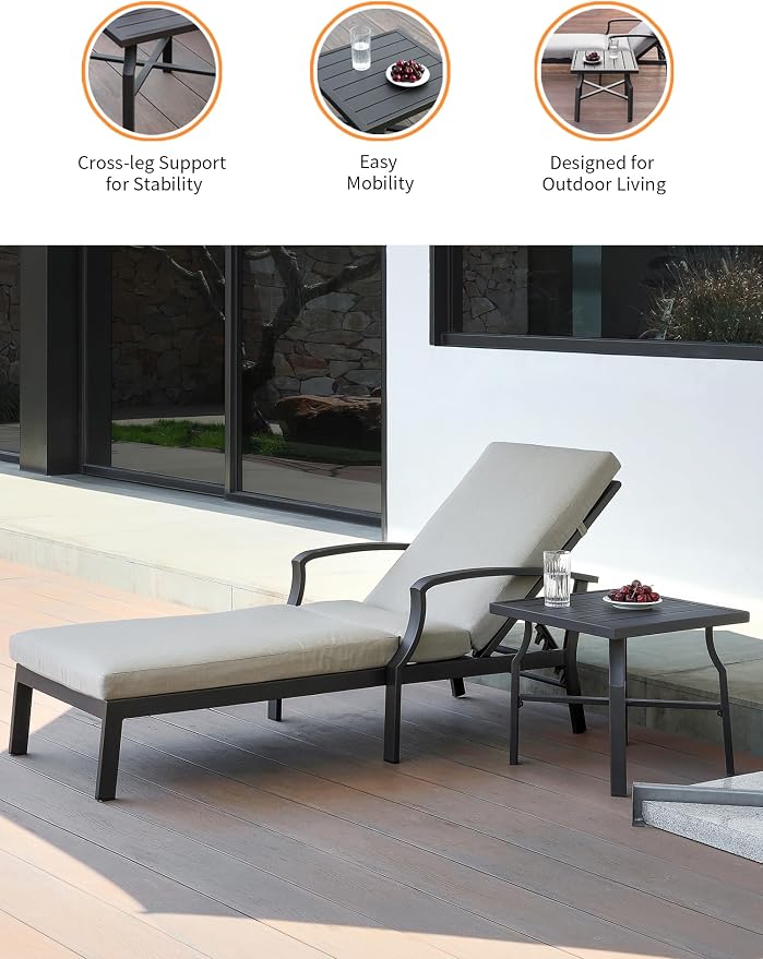 Patio Side Table, Aluminum Outdoor Pool Side Table - Image 7