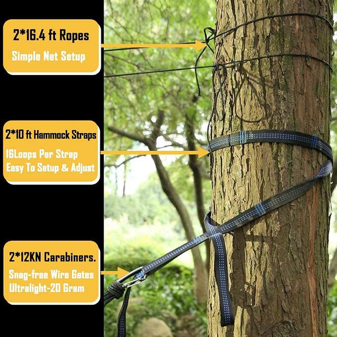 Sunyear Camping Hammock, Portable Single & Double Hammock - Image 7