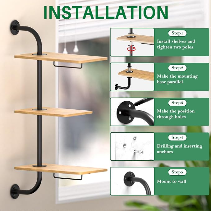 YUOROS Window Plant Shelves, 3-Tier Rotating Plant Shelf Stand, Indoor Metal - Image 7