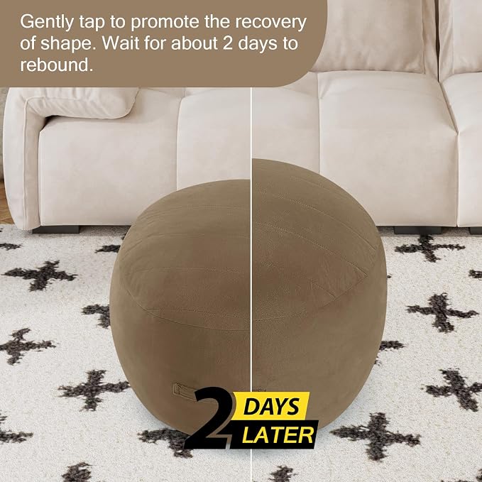 MeMoreCool Round Stuffed Pouf Ottoman Foot Rest, Floor Pouf Foot Stool - Image 7