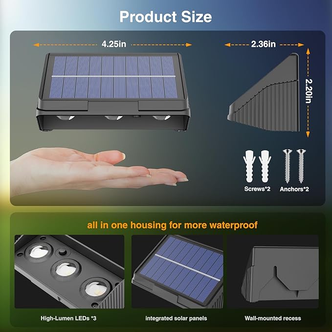 Onforu Solar Fence Lights, 12 Pack Solar Lights Outdoor, 3 Modes - Image 2