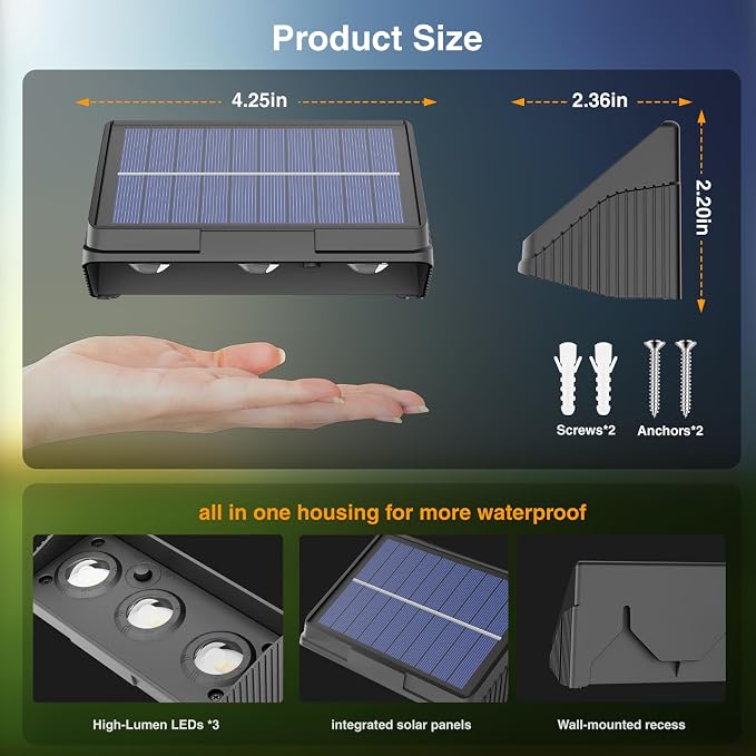Onforu Solar Fence Lights, 8 Pack Solar Lights Outdoor, 3 Modes - Image 2