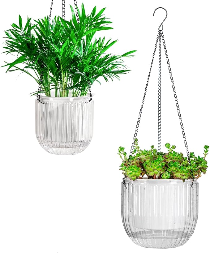 Josteve 5.2/8.2 Inch 2 Pcs Self Watering Hanging Planter Indoor Plant Pots by Josteve
