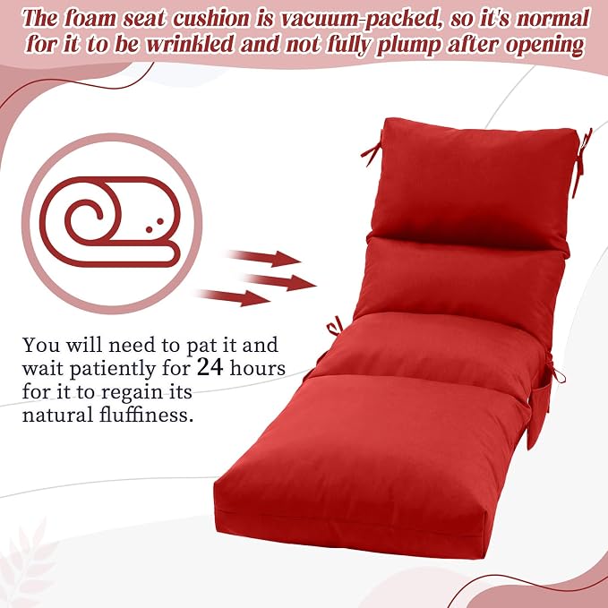 Kigley 2 Pcs Chaise Lounge Cushions, 77.9 x 20.5 x 4.7 Inch Outdoor Lounge - Image 4
