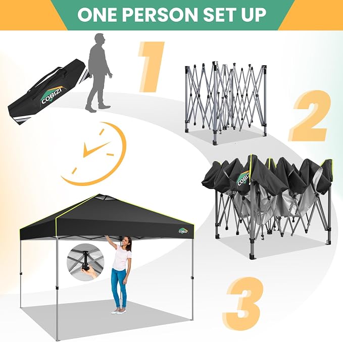 COBIZI 10x10 Pop Up Canopy Tent, Outdoor Party Tent - Image 2