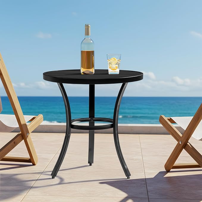 VINGLI Outdoor Side Table, Small Metal Patio End Table, Outdoor Round Table - Image 6