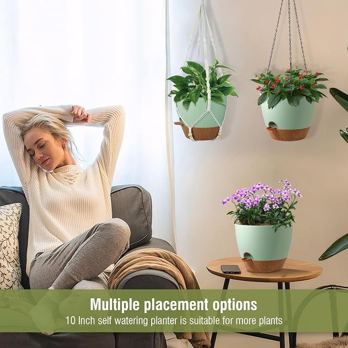10 inch Self Watering Hanging Planters - Image 6
