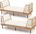 Tangkula Patio Rattan Daybed Set of 2, Boho Outdoor Wicker Lounge Sofa by TANGKULA