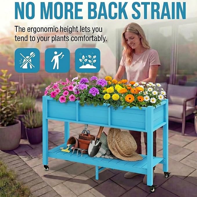 YITAHOME Raised Garden Bed HDPE, Aruba Blue - Image 6