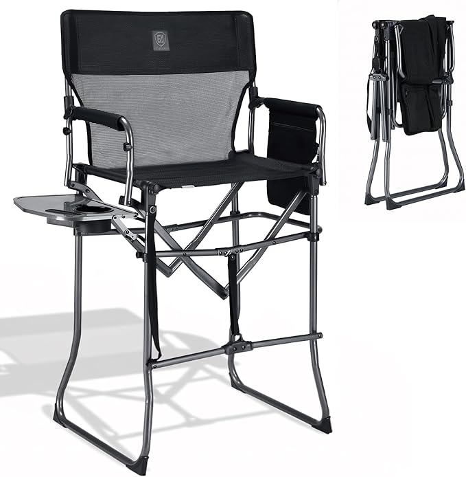 EVER ADVANCED Portable 30.7" Seat Height Tall Folding Camping Chair Directors by EVERADVANCED
