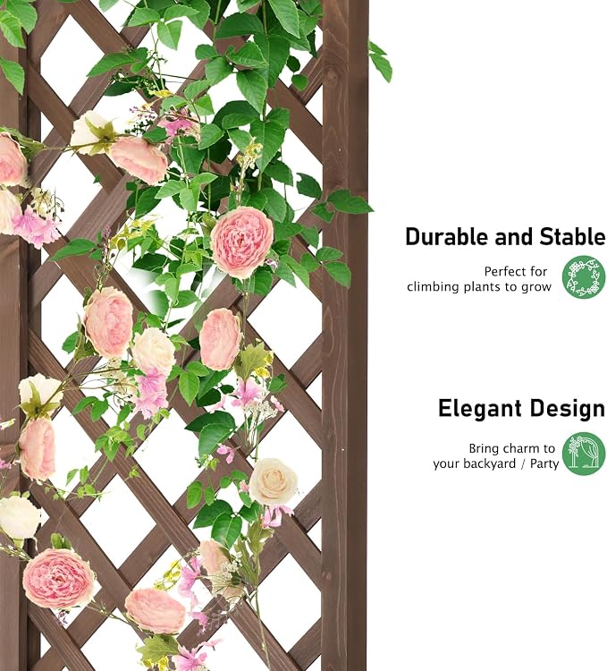 VINGLI Wooden Garden Arbor, Wedding Arch, 7ft Arch Backdrop Stand - Image 5