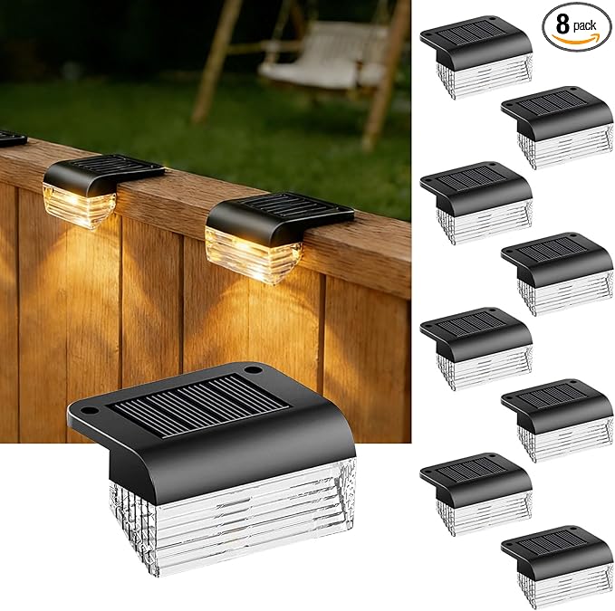 Solar Fence Lights Outdoor 8 Pack by Unknown
