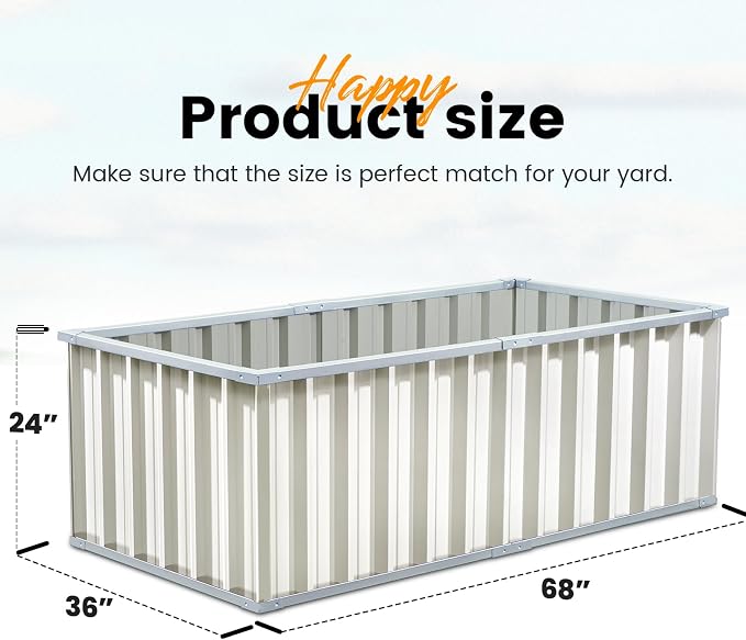 KING BIRD Raised Garden Bed 68" x 36" x 24" Heightened Galvanized Steel Metal - Image 8