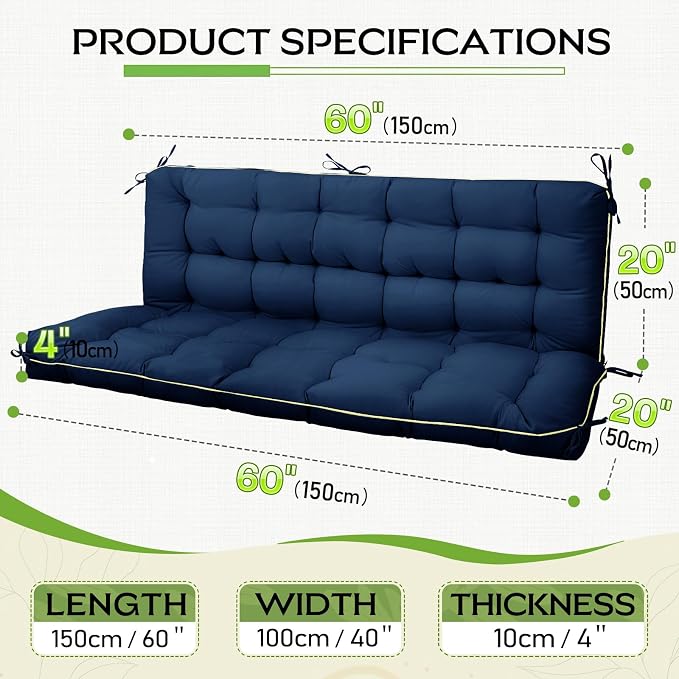 AS AWESLING 60×40 INCH Oxford Fabric Swing Cushions - Image 7