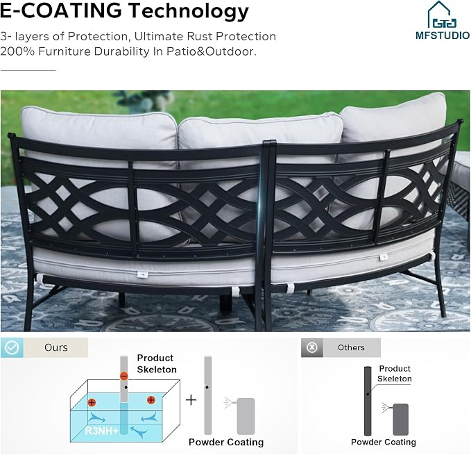 MFSTUDIO Patio Furniture Set, 8 Seats Half-Moon Curved Outdoor Sectional Sofa - Image 4