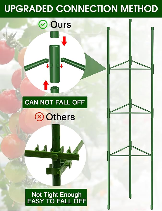 Tomato Cage for Garden, 6 Pack Tomato Trellis for Raised Garden Bed Height - Image 3