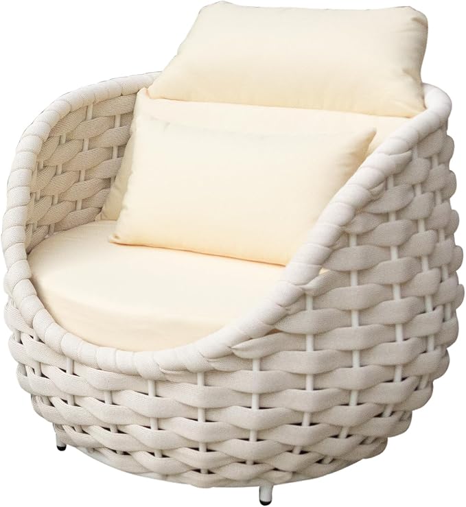 TWT 4 Pieces Patio Sofas, All-Weather Olefin Rope Balcony Furniture - Image 8