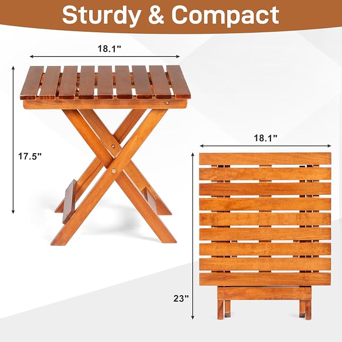 Outvita Wood Folding Side Table, Portable & Lightweight Compact Wooden Side - Image 3