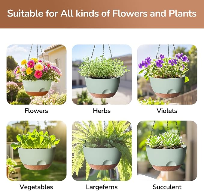 12 Inch Hanging Baskets for Plants Outdoor, Hanging Planters for Indoor Outdoor - Image 5