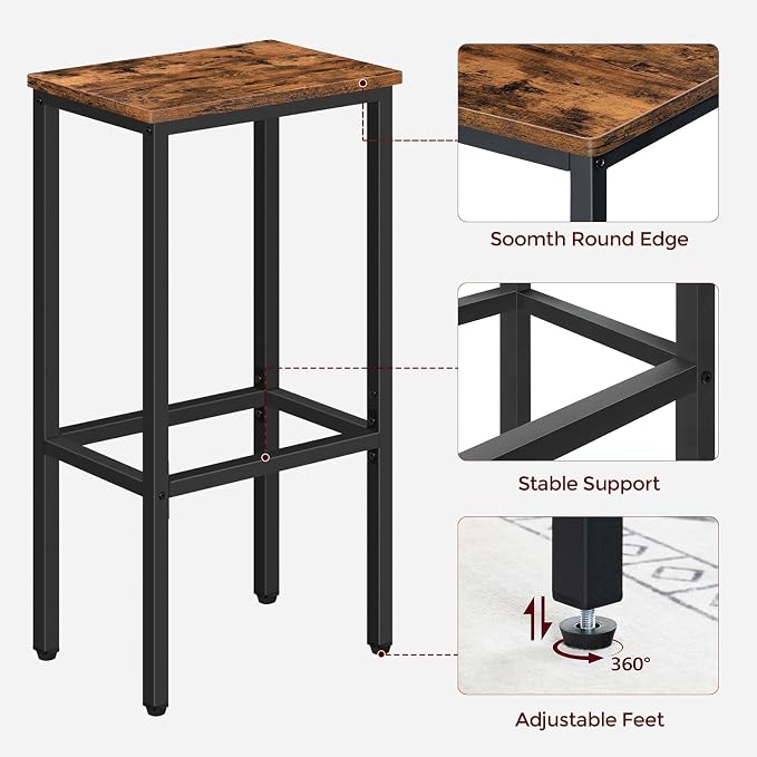 Set of 2 Bar Stools, 29.5" Tall Counter Bar Stools, Kitchen Breakfast Bar Chairs - Image 5