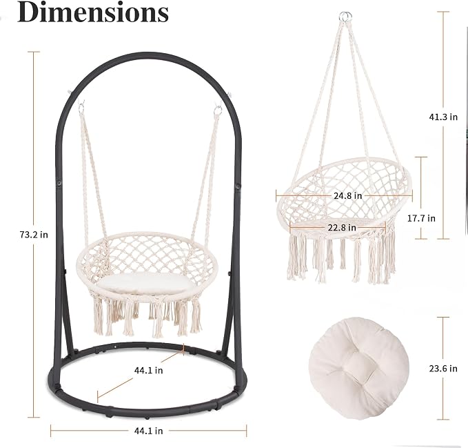 SUNCREAT Hammock Chair with Stand Included, Heavy Duty Hanging Chair with Stand - Image 6